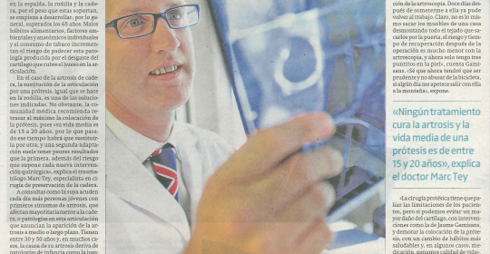 El Doctor Tey explica la cirugía de preservación de cadera a El Periódico